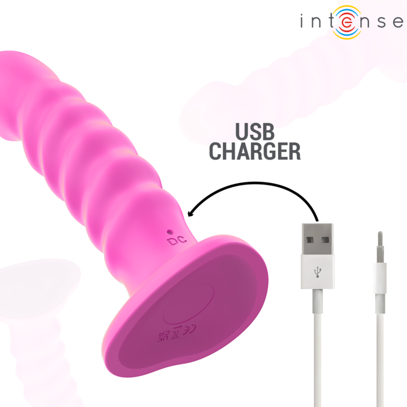 Vibrador Intense Cindy Tamanho L rosa com design espiral e controle remoto