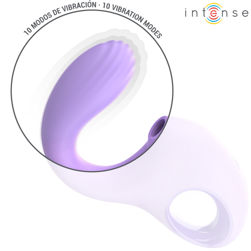 Close-up do Vibrador e Estimulador Intense Baxter Violet, destacando seu design ergonômico, material de silicone e cor violeta vibrante.