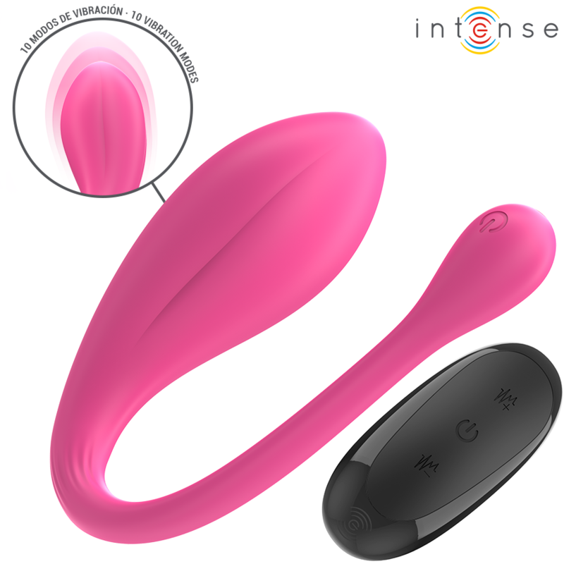 Vibrador INTENSE Janice em forma de U, rosa, com dupla estimulação e controlo remoto.