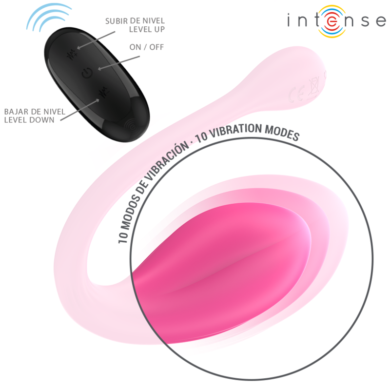 Vibrador INTENSE Janice em forma de U, rosa, com dupla estimulação e controlo remoto.