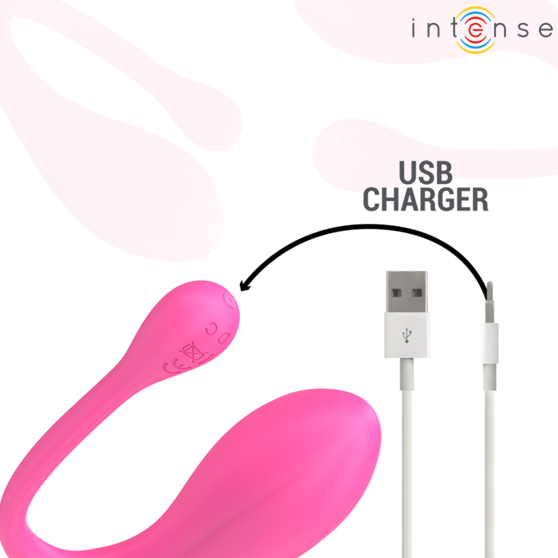 Vibrador INTENSE Janice em forma de U, rosa, com dupla estimulação e controlo remoto.