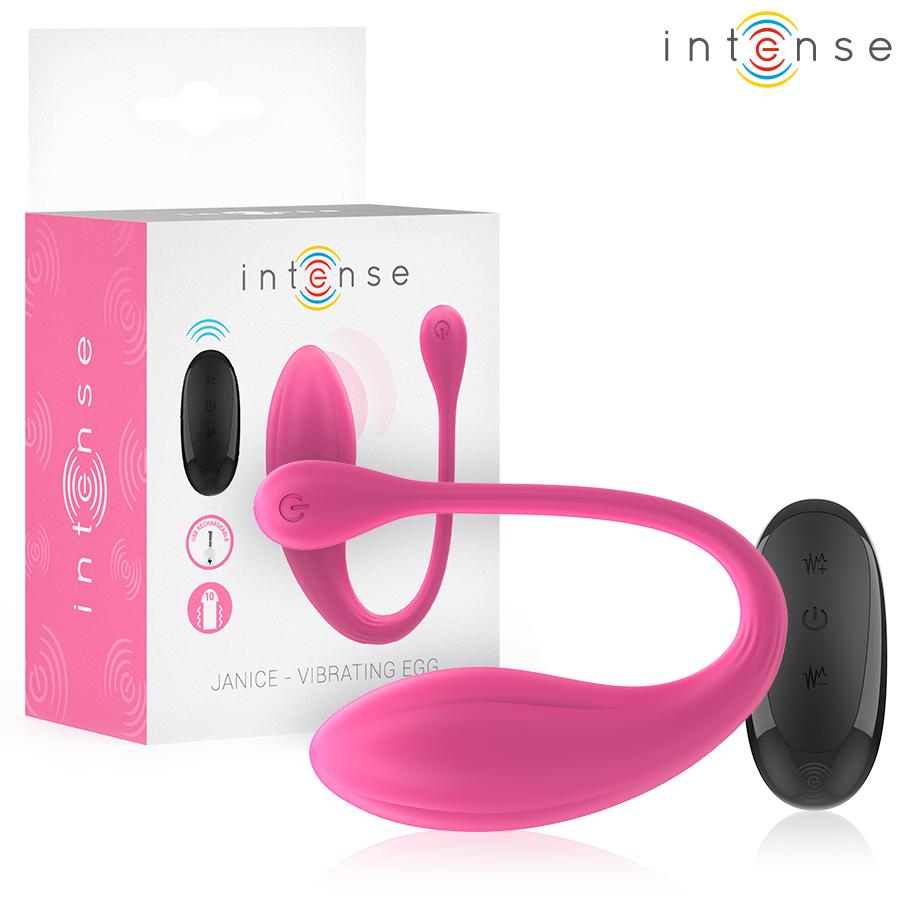 Vibrador INTENSE Janice em forma de U, rosa, com dupla estimulação e controlo remoto.