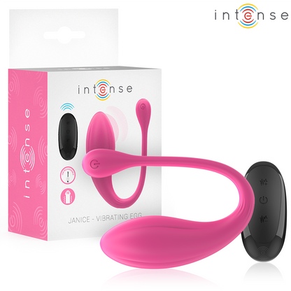 Vibrador INTENSE Janice em forma de U, rosa, com dupla estimulação e controlo remoto.