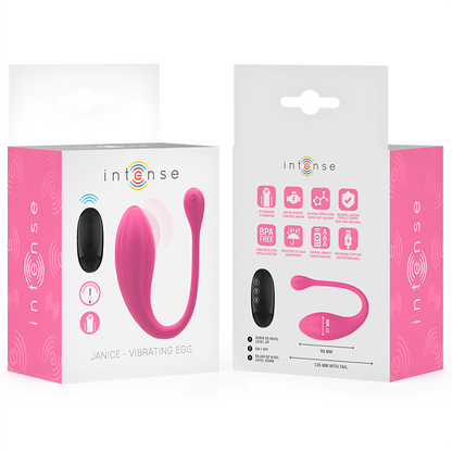 Vibrador INTENSE Janice em forma de U, rosa, com dupla estimulação e controlo remoto.