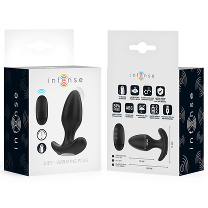 INTENSE Joey Plug Anal Vibratório Recarregável com Controle Remoto Preto