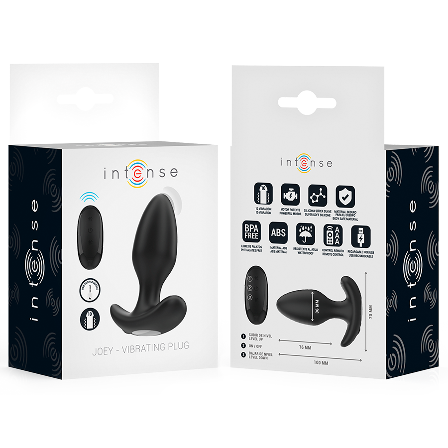 INTENSE Joey Plug Anal Vibratório Recarregável com Controle Remoto Preto