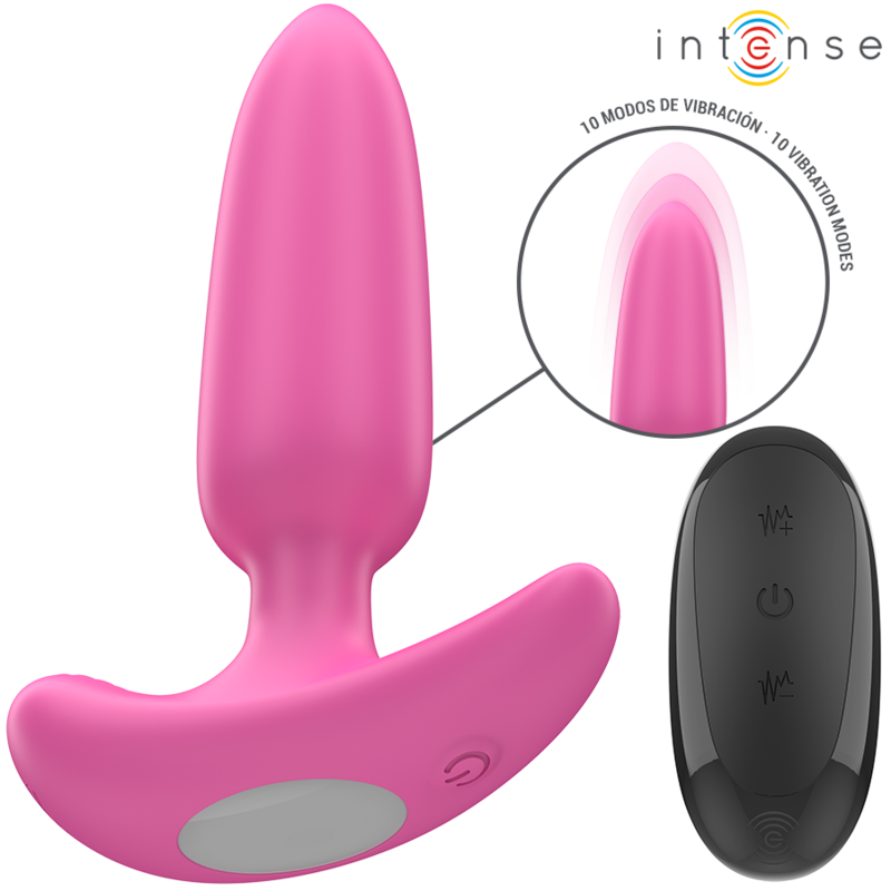 Close-up of the INTENSE Plug Anal ROSS 10 Vibrações Rosa Controle Remoto, highlighting its smooth silicone texture and design.