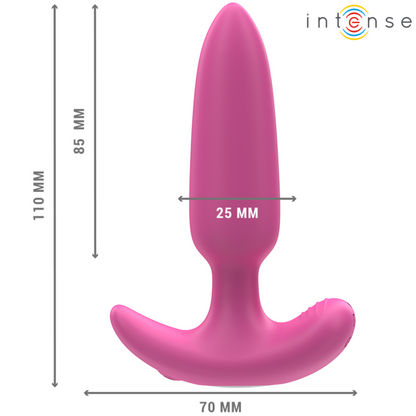 Close-up of the INTENSE Plug Anal ROSS 10 Vibrações Rosa Controle Remoto, highlighting its smooth silicone texture and design.
