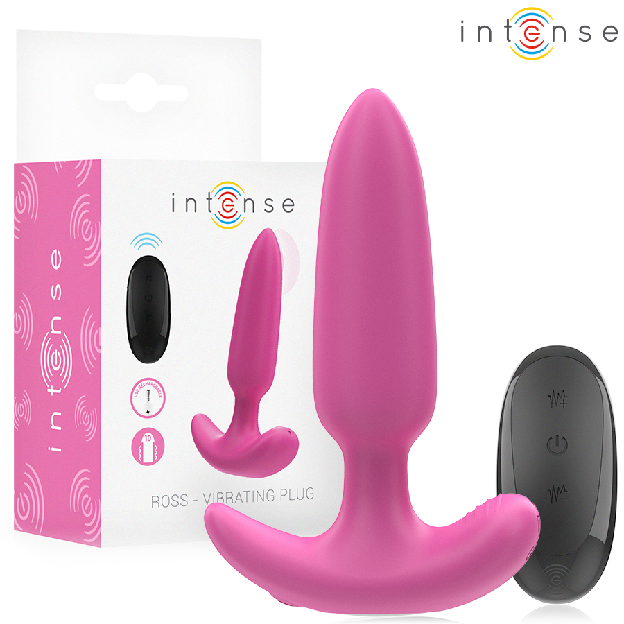 Close-up of the INTENSE Plug Anal ROSS 10 Vibrações Rosa Controle Remoto, highlighting its smooth silicone texture and design.