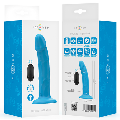 Vibrador Realístico Intense Phoebe Azul com 10 Vibrações e Controle Remoto