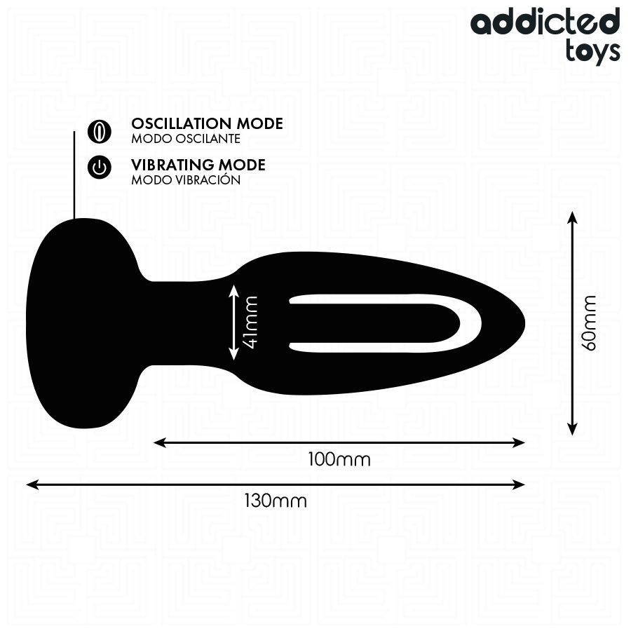 Close-up of the Addicted Toys Plug Anal with Vibrating Tongue and Remote Control, showing its sleek design and features.