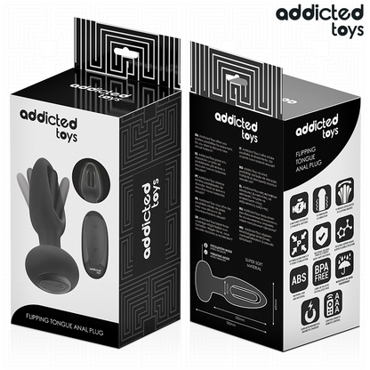 Close-up of the Addicted Toys Plug Anal with Vibrating Tongue and Remote Control, showing its sleek design and features.
