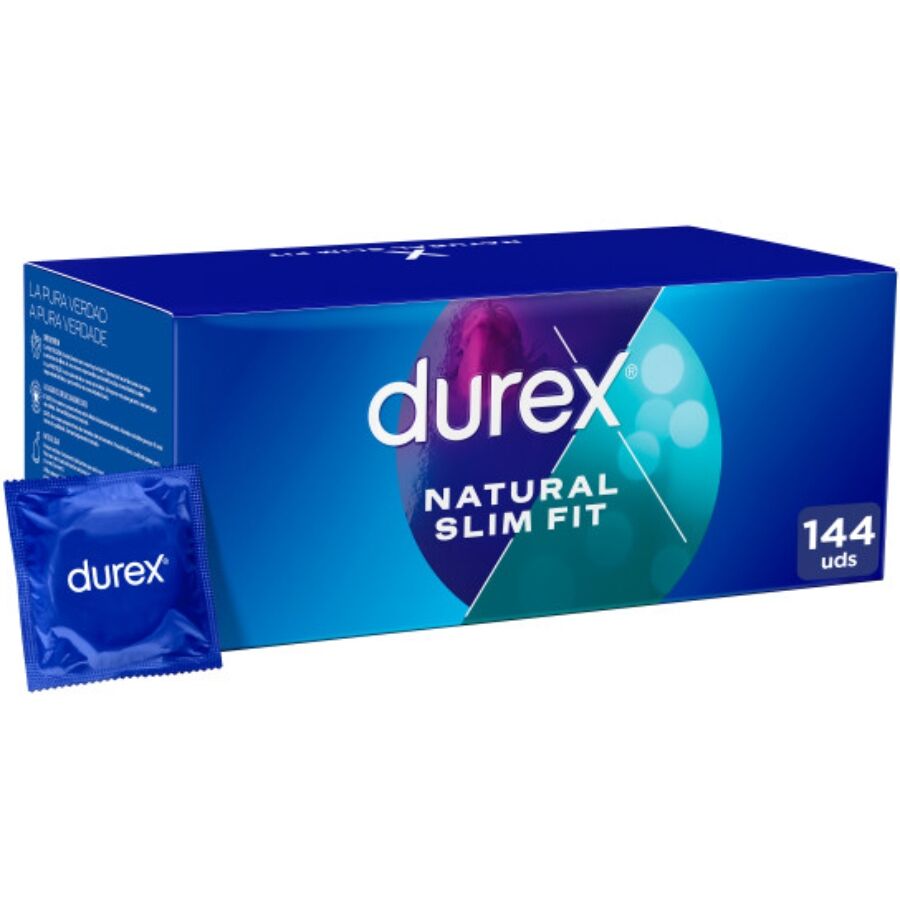 DUREX Preservativos Natural Slim Fit Básico 144 Unidades para proteção e conforto.