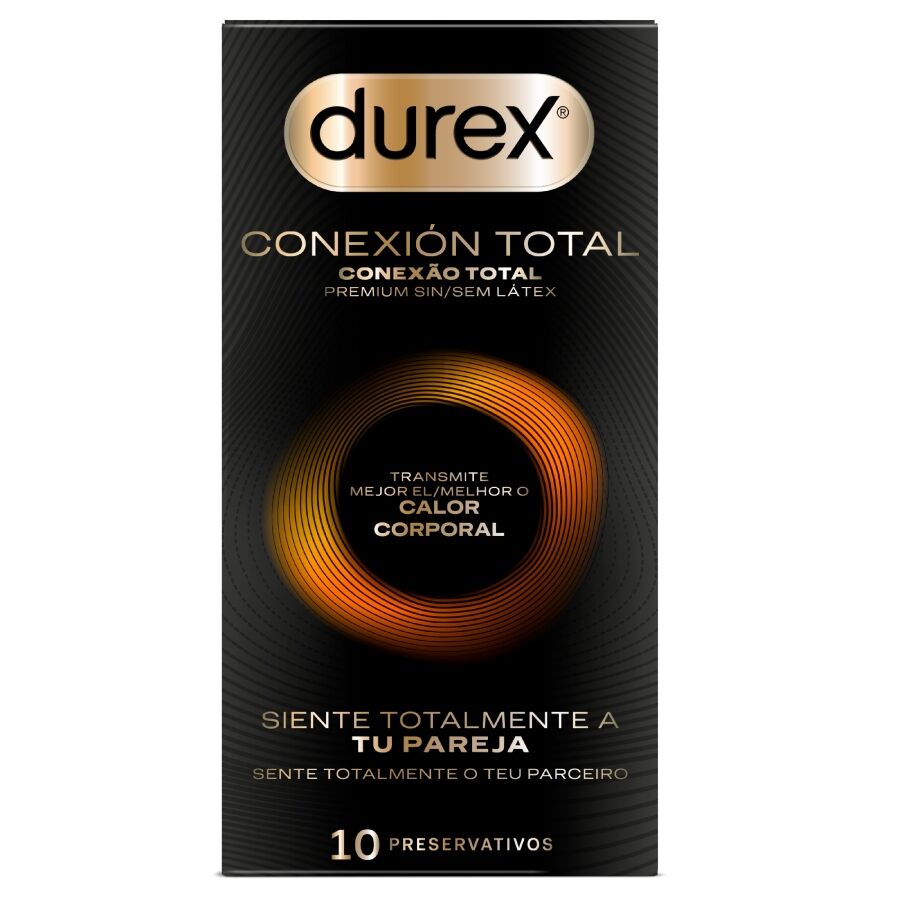 DUREX Preservativos Ultrafinos Total Connection Sem Látex 10 Unidades para máxima sensibilidade e segurança.