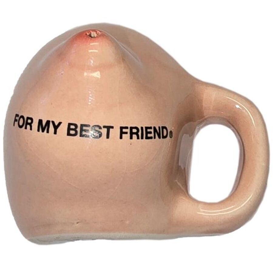 Caneca de Cerâmica com Ímã em Formato de Seio 'Para Minha Melhor Amiga'