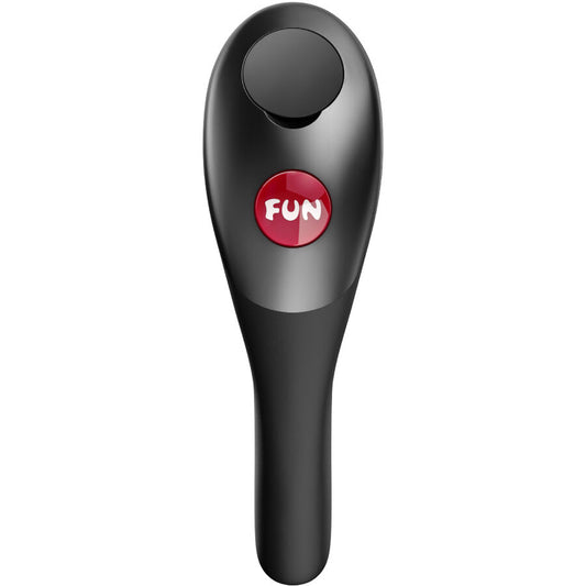 Close-up do vibrador de dedo FUN FACTORY BE·ONE Preto, mostrando seu design ergonómico e textura de silicone.