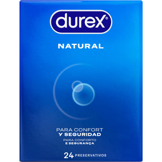 Embalagem de Preservativos DUREX Naturais 24 Unidades, destacando o design e a marca.