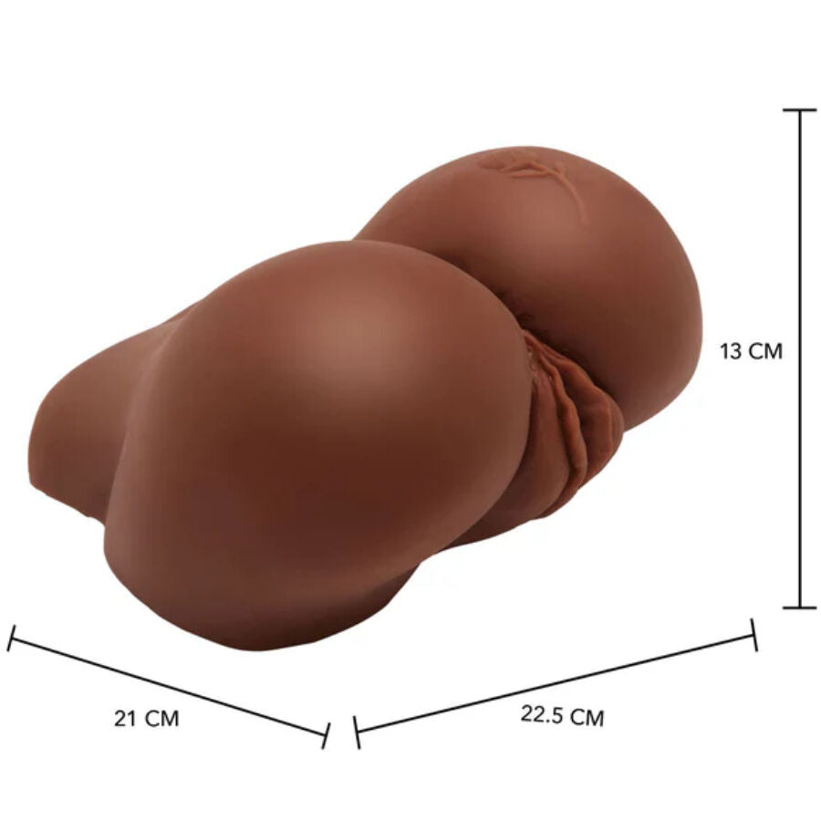 Masturbador realístico ACT Big Ass com vibrador, mostrando detalhes do design anatómico e orifícios duplos.