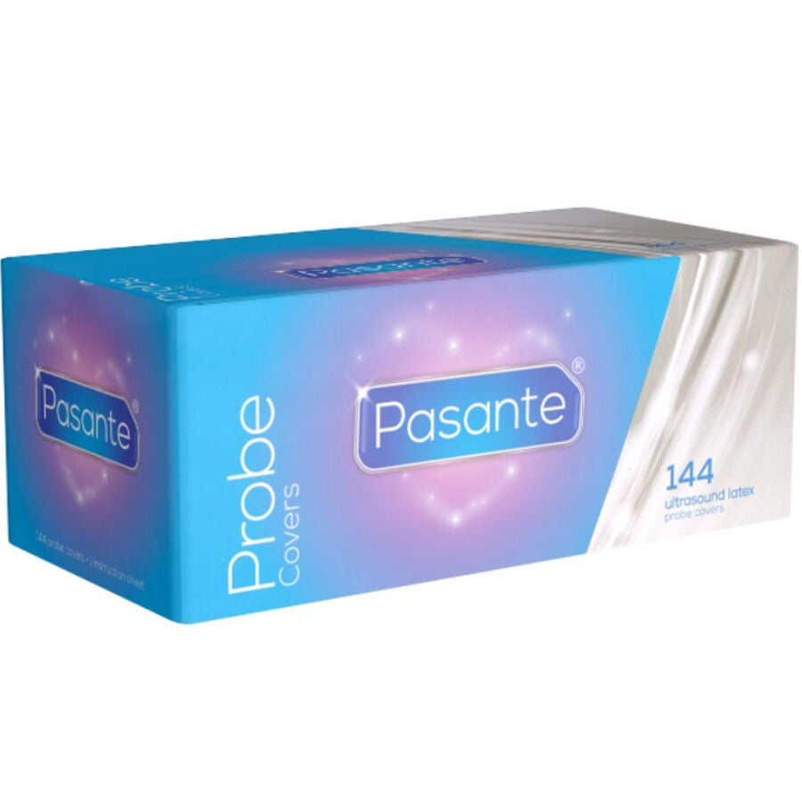 Caixa de Capas Protetoras de látex para sondas de ultrassom Pasante, 144 unidades.
