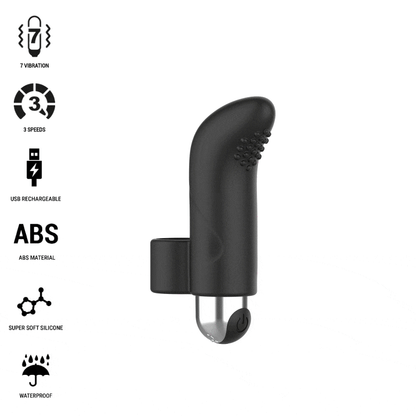 Close-up of the INTENSE Damiano Finger Stimulator showing its ergonomic design and silicone texture.