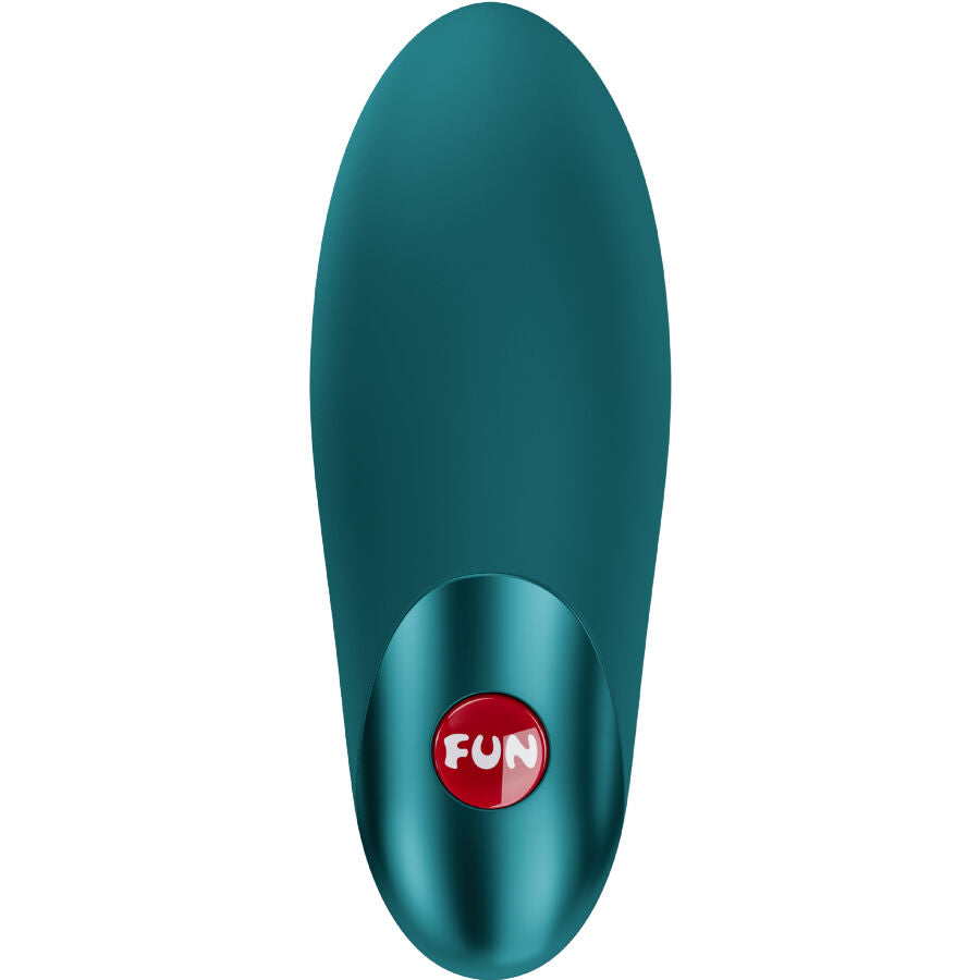 Vibrador Bullet FUN FACTORY CHARME Verde Garrafa, mostrando seu design ergonómico e material de silicone.