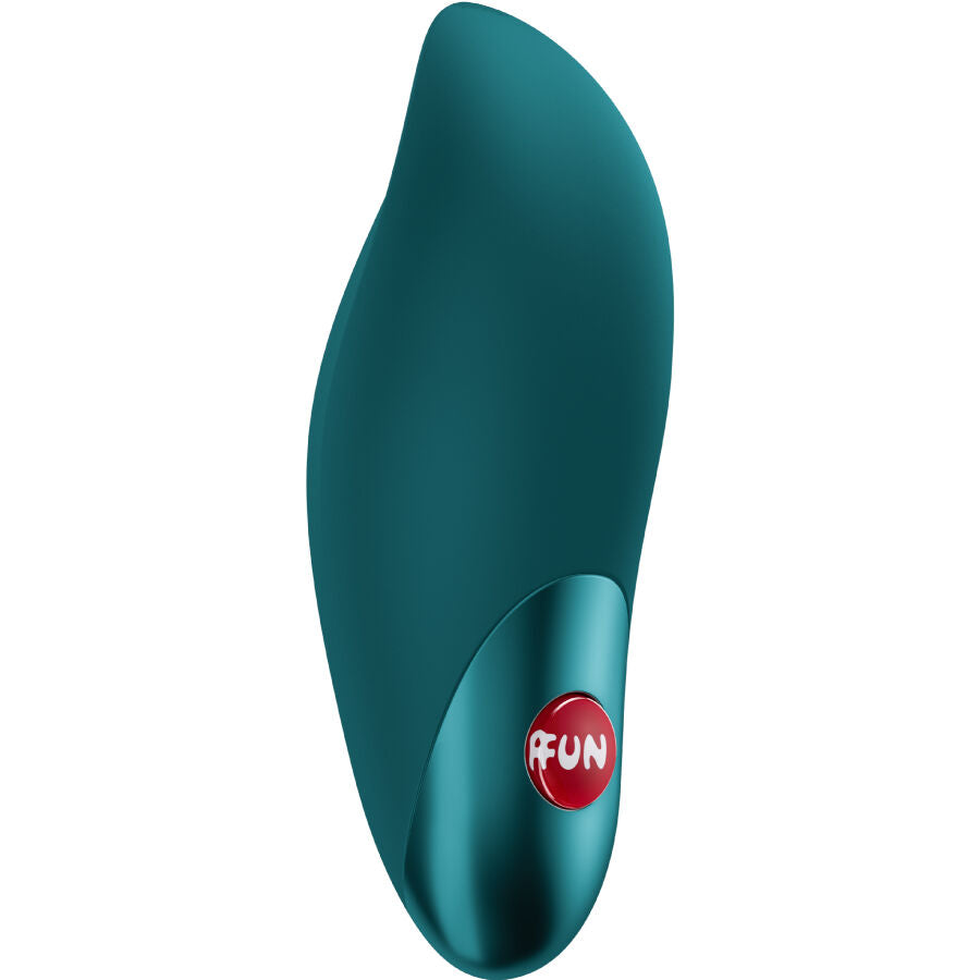 Vibrador Bullet FUN FACTORY CHARME Verde Garrafa, mostrando seu design ergonómico e material de silicone.