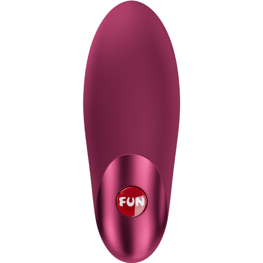 FUN FACTORY Vibrador Bullet CHARME Recarregável de Silicone Vermelho Vinho, detalhe do design ergonómico e textura suave.