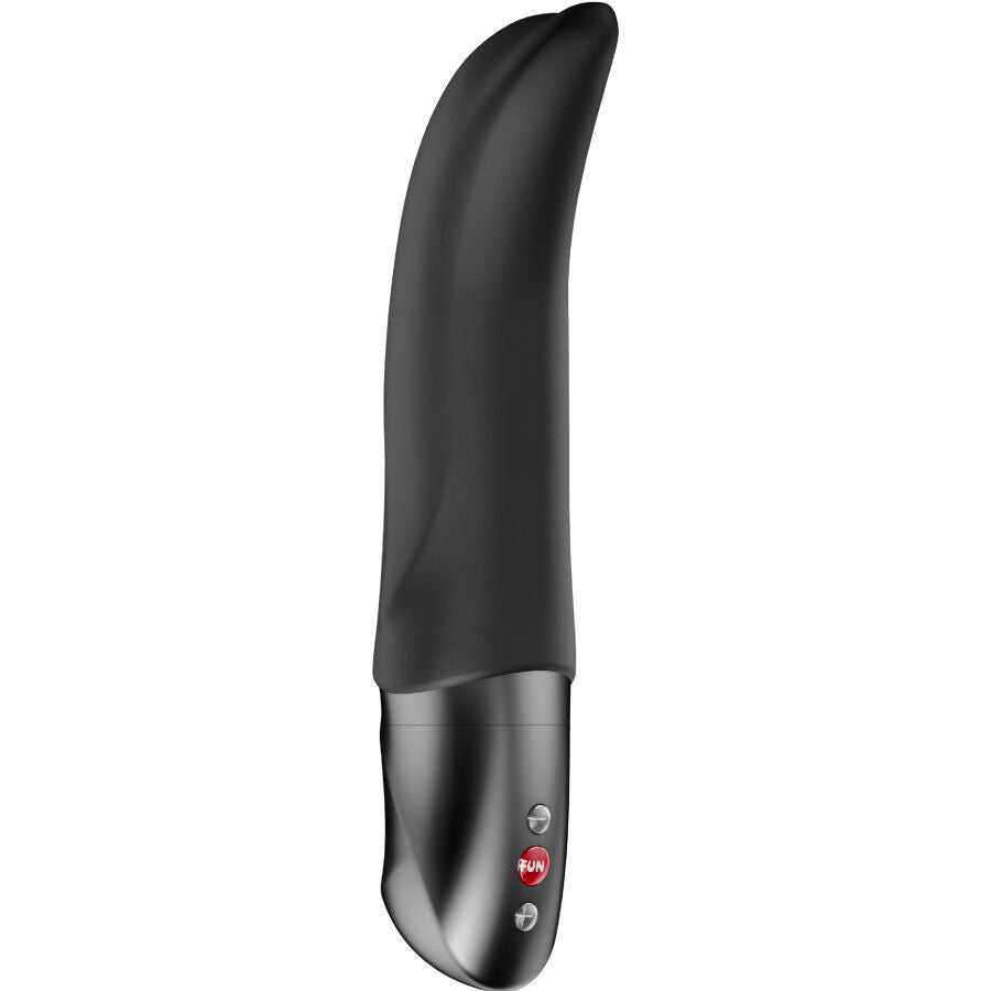 Close-up do Vibrador FUN FACTORY DIVA DOLPHIN Preto, com design ergonómico para Ponto G e silicone macio.