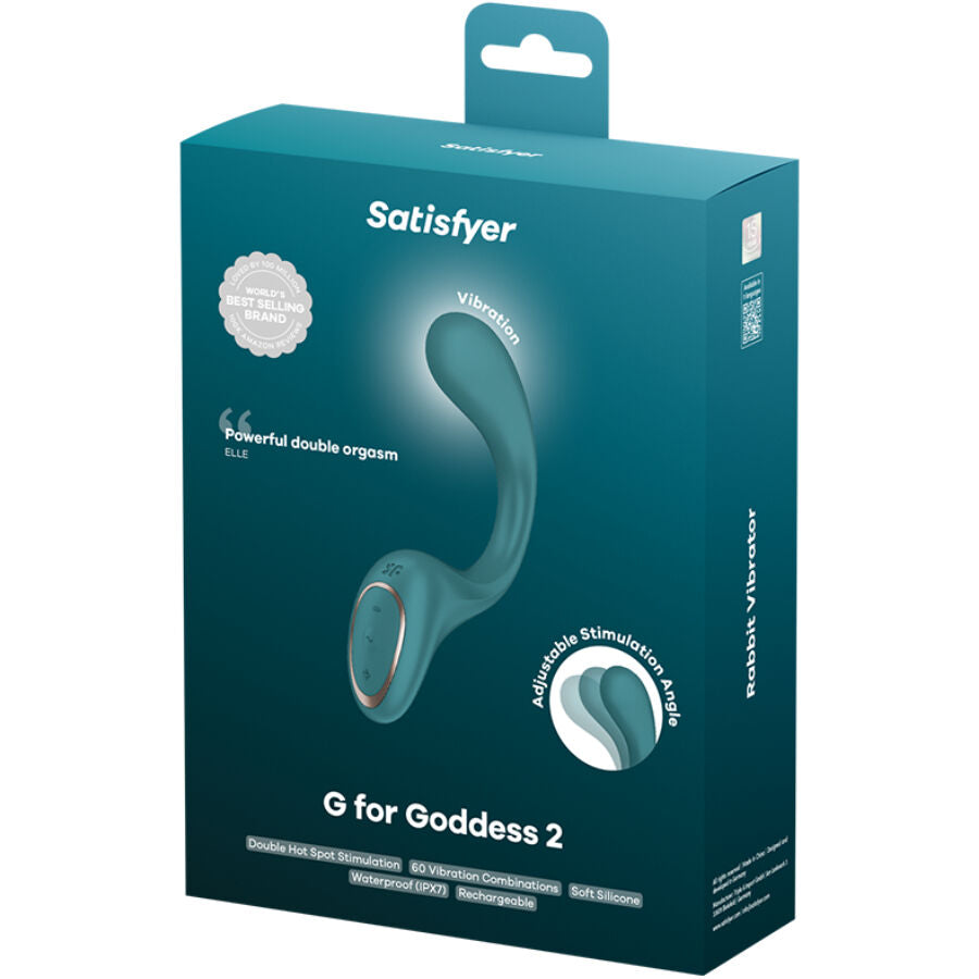 Vibrador Coelho Satisfyer G for Goddess 2 Verde Garrafa com dupla estimulação de Ponto G e clitóris para prazer intenso.