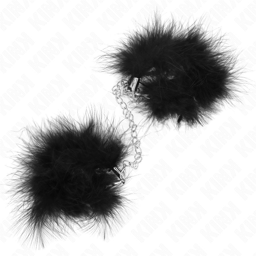 Algemas de Mão Mini Penas KINK, apresentando o design elegante e as texturas suaves para jogo BDSM.