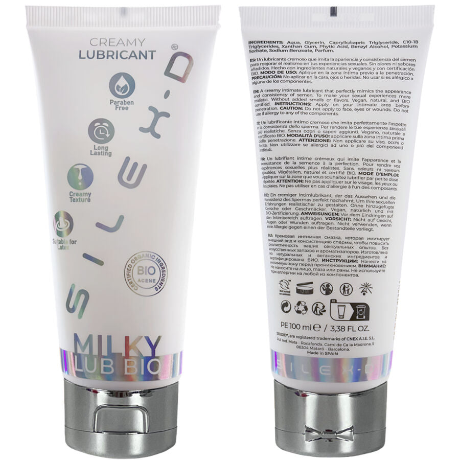 Silexd Lubrificante Cremoso Milky Lub Bio Efeito Sêmen 100 ML para realismo e prazer natural.