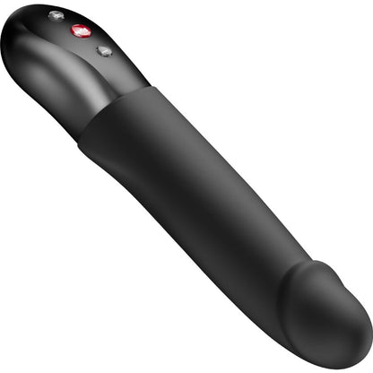 Vibrador pulsador realista FUN FACTORY Stronic Real preto, com movimento de empurrão para prazer intenso.