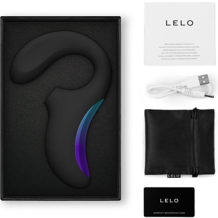 LELO ENIGMA Wave massageador de tripla vibração para Ponto G e clitóris, cor preta.
