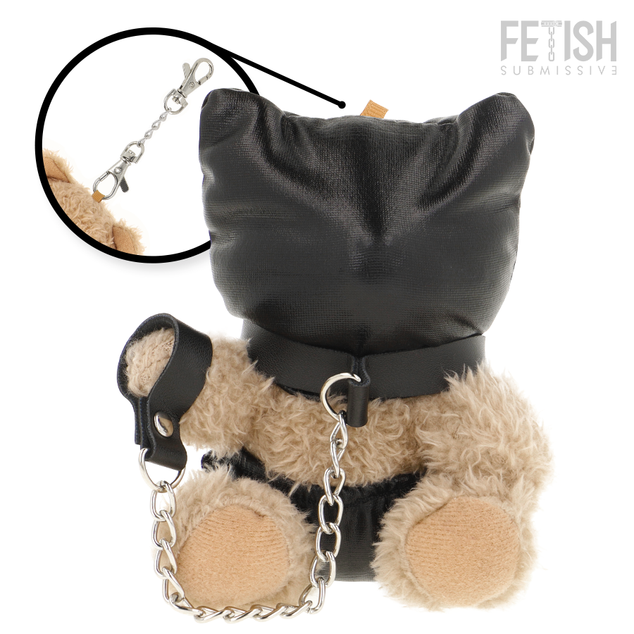 Urso de Pelúcia FETISH SUBMISSIVE Momo BDSM com capuz bondage e detalhes provocantes.