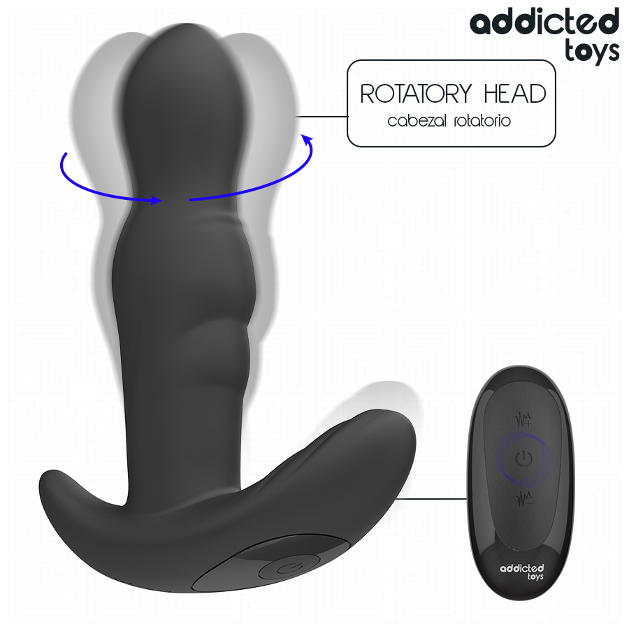 Addicted Toys Plug Anal Rotativo e Vibrante com Controle Remoto em detalhe.
