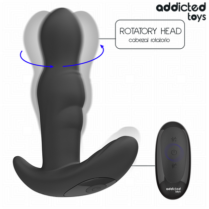 Addicted Toys Plug Anal Rotativo e Vibrante com Controle Remoto em detalhe.