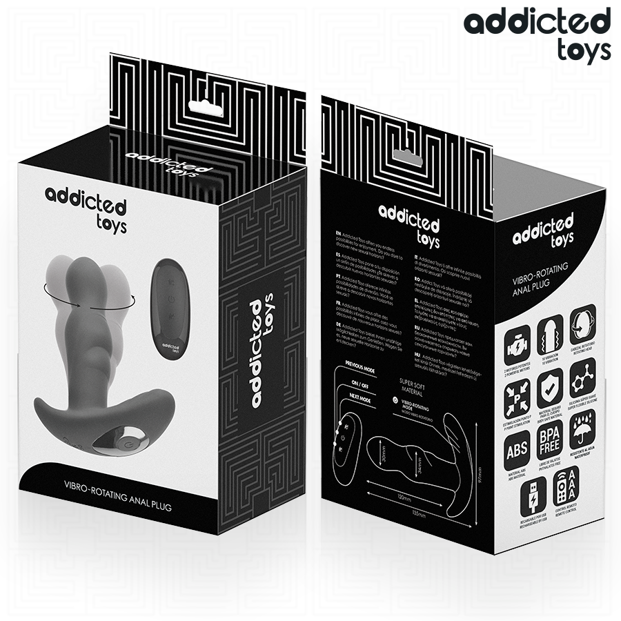 Addicted Toys Plug Anal Rotativo e Vibrante com Controle Remoto em detalhe.