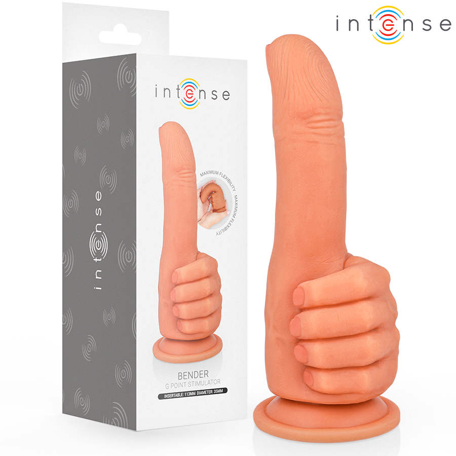Intense Bender Estimulador de Ponto G Mão Flexível, detalhe da textura e design ergonómico.
