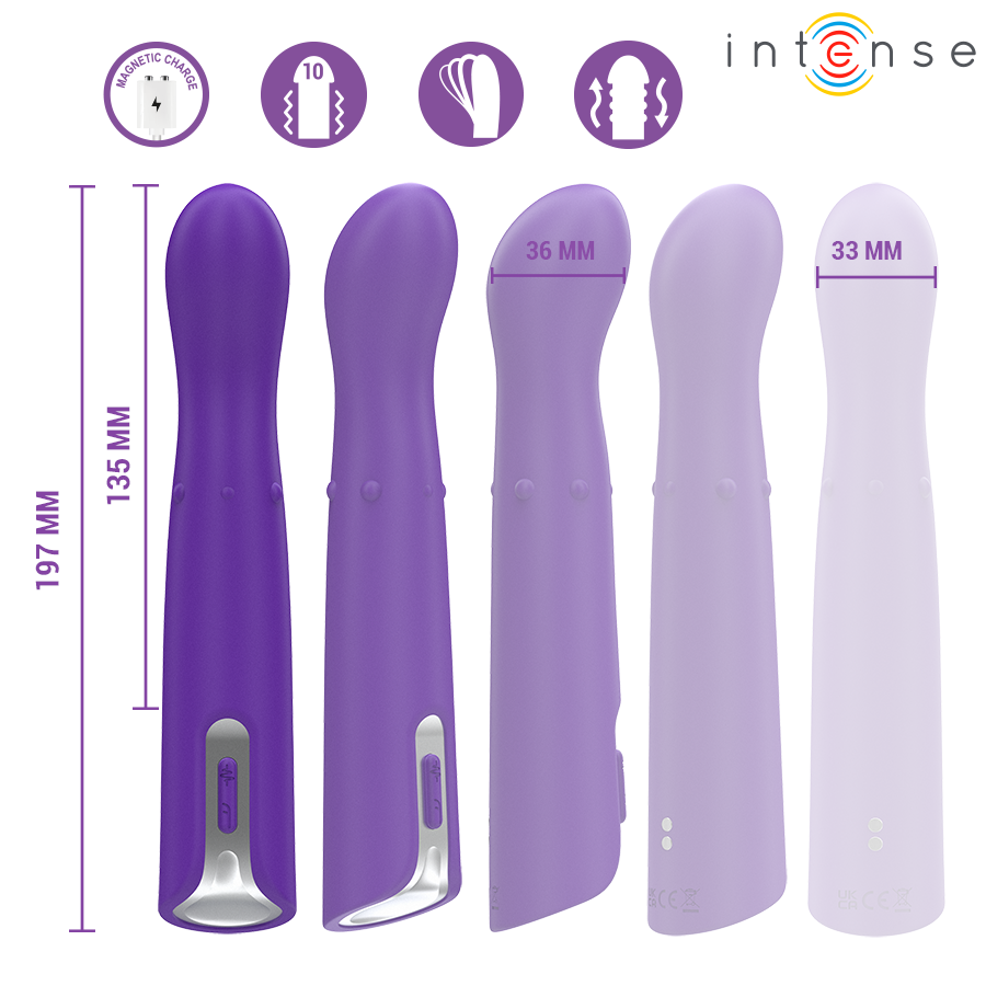 Vibrador Intense Helena Up & Down com esferas para estimulação G-spot, mostrando seu design ergonômico e material de silicone.