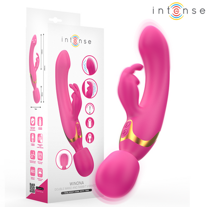 Close-up do vibrador duplo Intense Winona, exibindo o seu design ergonómico e estimuladores.