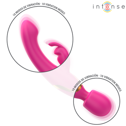 Close-up do vibrador duplo Intense Winona, exibindo o seu design ergonómico e estimuladores.