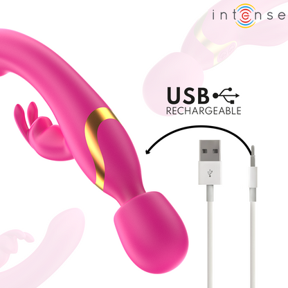 Close-up do vibrador duplo Intense Winona, exibindo o seu design ergonómico e estimuladores.