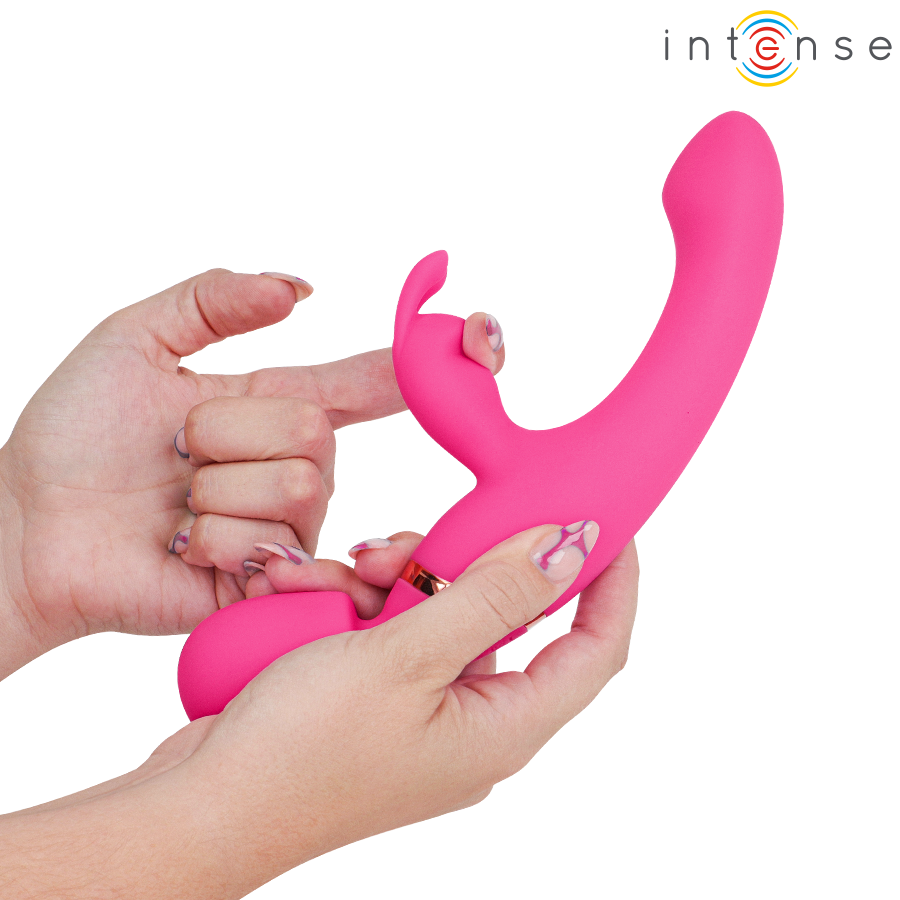 Close-up do vibrador duplo Intense Winona, exibindo o seu design ergonómico e estimuladores.