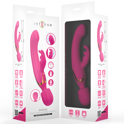 Close-up do vibrador duplo Intense Winona, exibindo o seu design ergonómico e estimuladores.