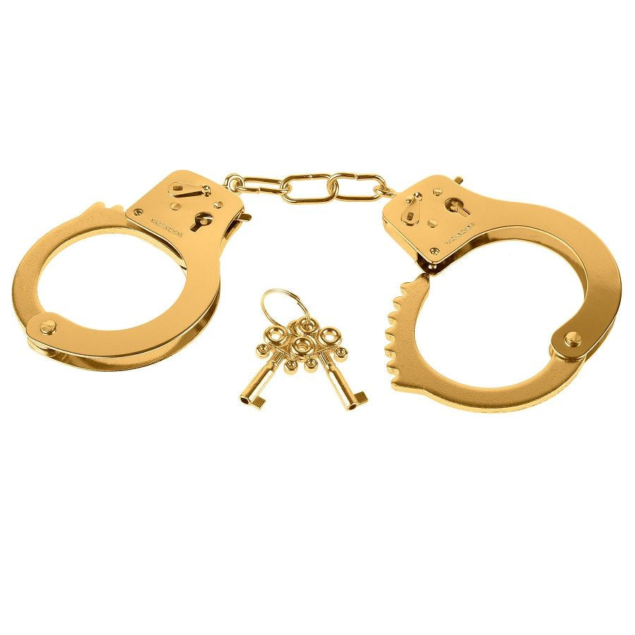 Detalhe das algemas metálicas douradas FETISH FANTASY GOLD com fecho de segurança