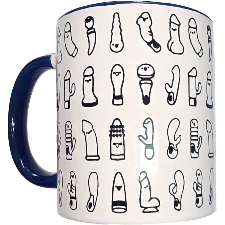 Caneca Vibradora Branca com Alça Azul 370 ml
