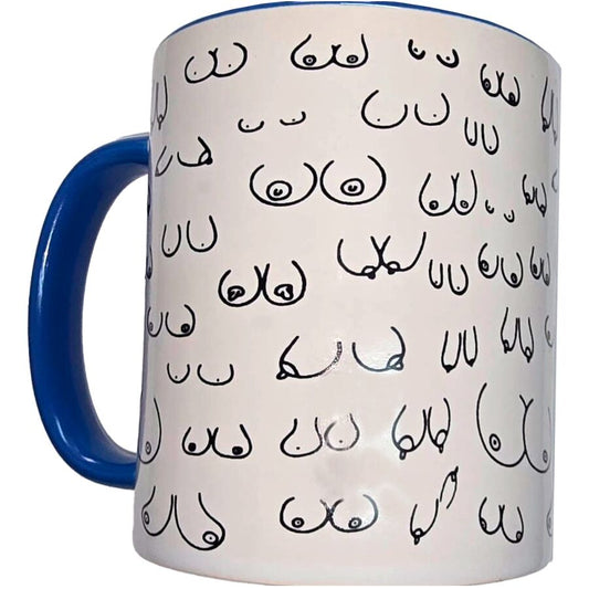 Caneca com Desenho de Seios e Alça Azul 370 ml