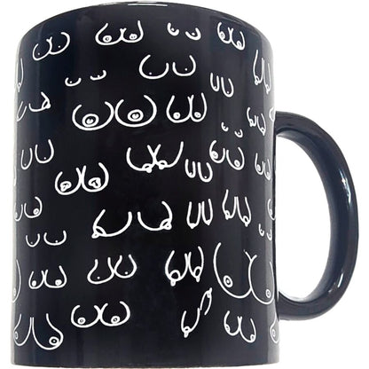 Caneca com Desenho de Seios Preta 370 ml