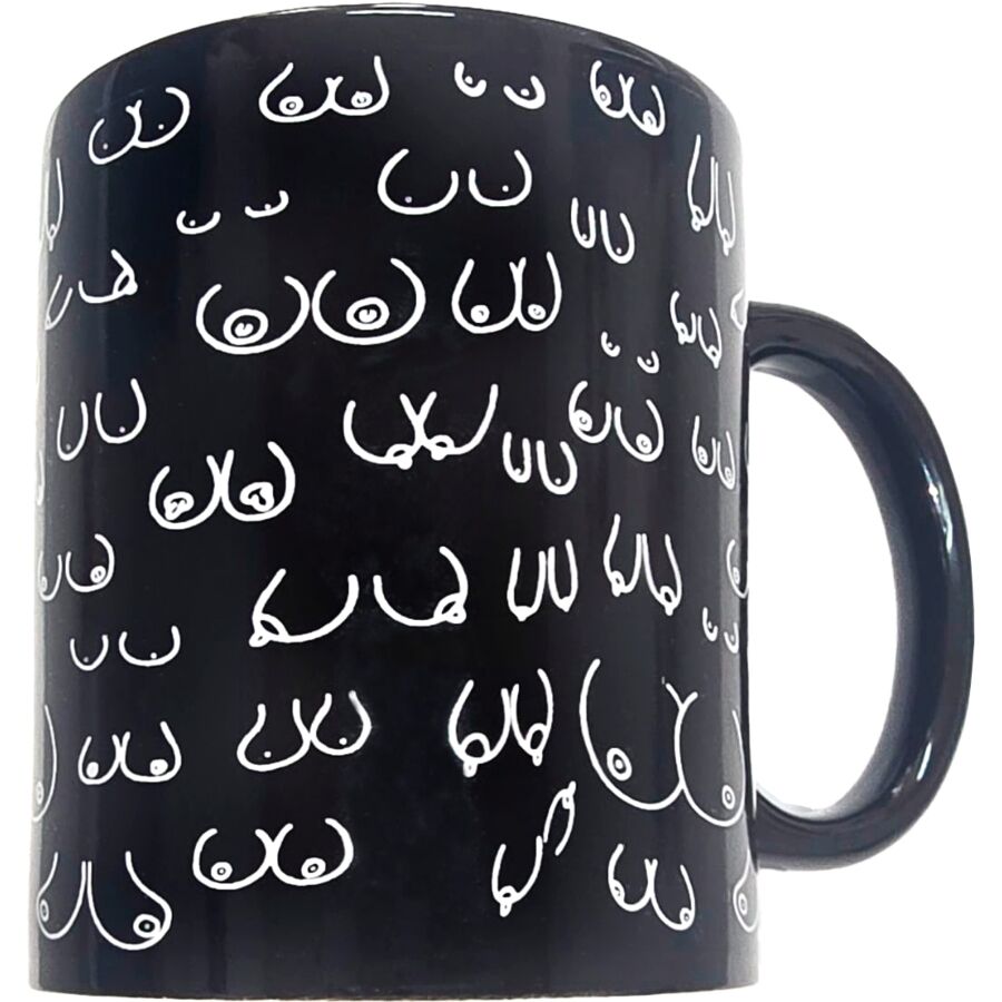 Caneca com Desenho de Seios Preta 370 ml