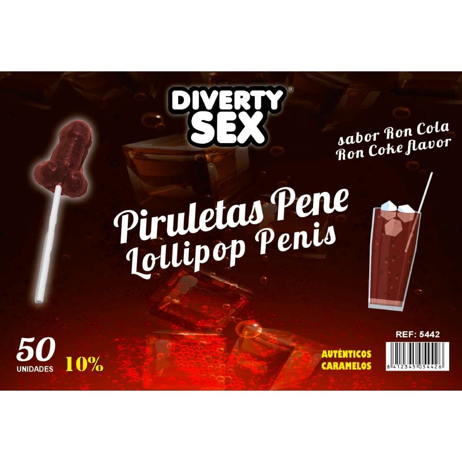 Pirulitos em Formato de Pénis Sabor Rum e Cola com Álcool